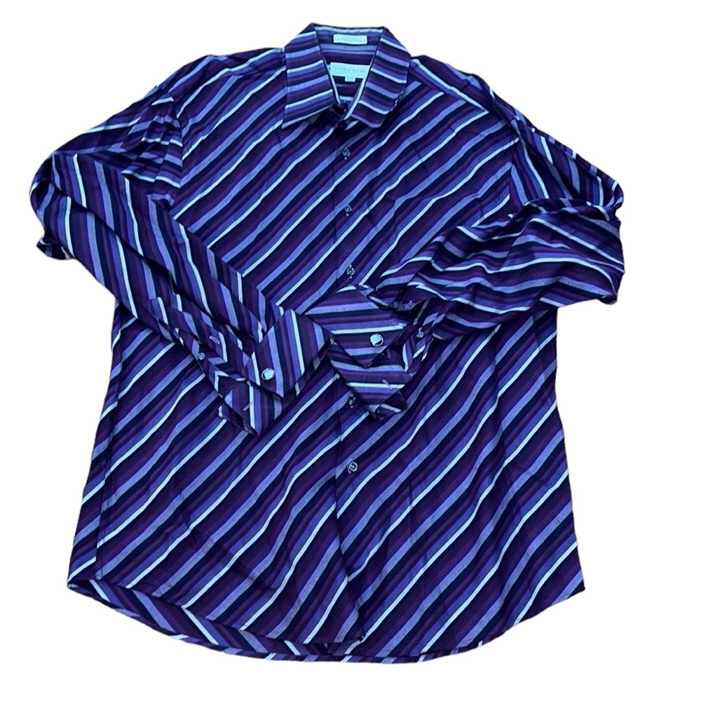 LINEA DOME Chemise Purple Striped Button Shirt~XXL